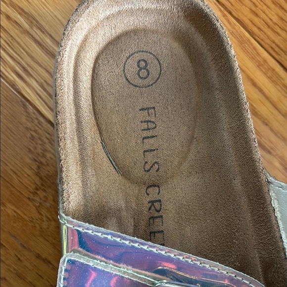 Silver Iridescent Sandals with Adjustable Straps - Picture 2 of 3